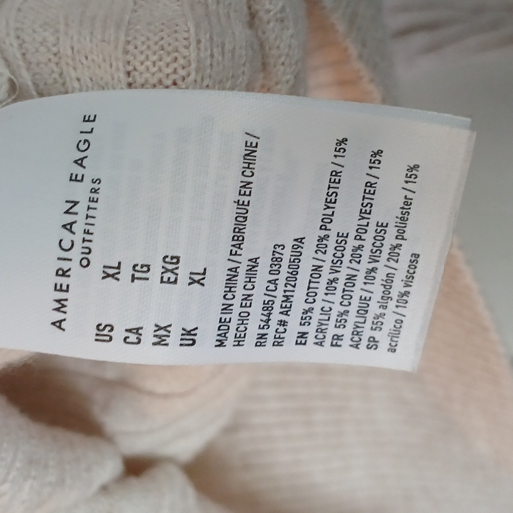 American Eagle Cream Button Down Mixed Ribbed Long Sleeve Cardigan Size XL - Picture 8 of 9